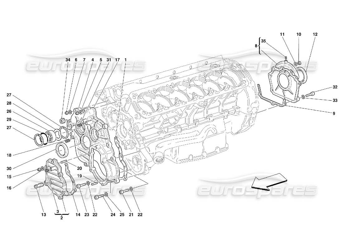 Ferrari 456 M GT/M GTA Carter moteur - Couvercles Schéma des pièces