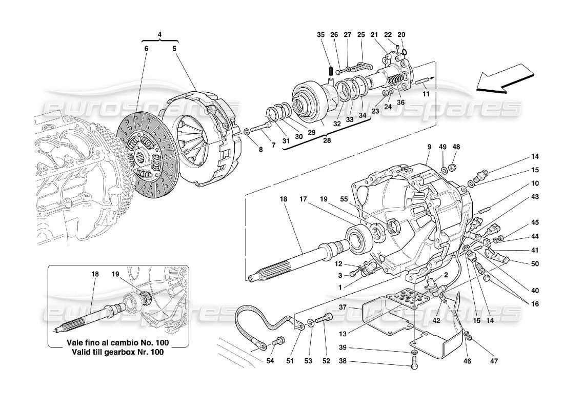 Ferrari 456 M GT/M GTA Embrayage - Commandes - Pas pour 456M GTA Diagramme de pièce