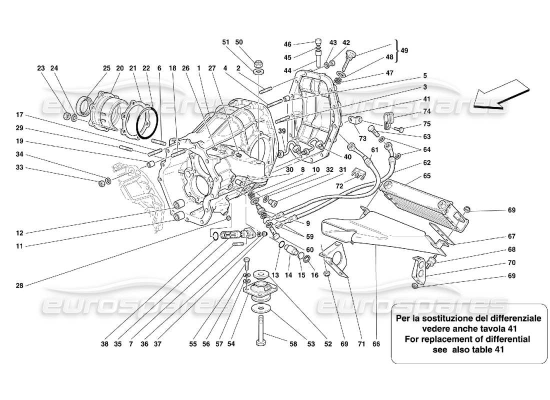 Ferrari 456 M GT/M GTA Radiateur de refroidissement du support de différentiel et de la boîte de vitesses – Pas pour 456M GTA Diagramme de pièce