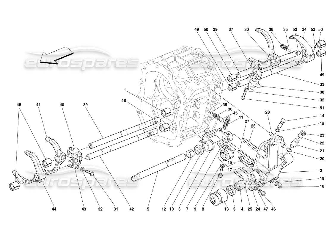 Ferrari 456 M GT/M GTA Commandes intérieures de la boîte de vitesses – Pas pour 456M GTA Diagramme de pièce