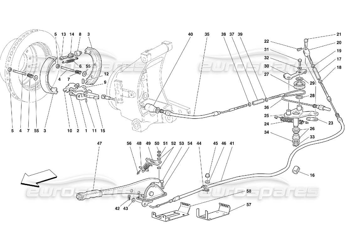Ferrari 456 M GT/M GTA Commande de frein à main – Pas pour 456M GTA Schéma des pièces