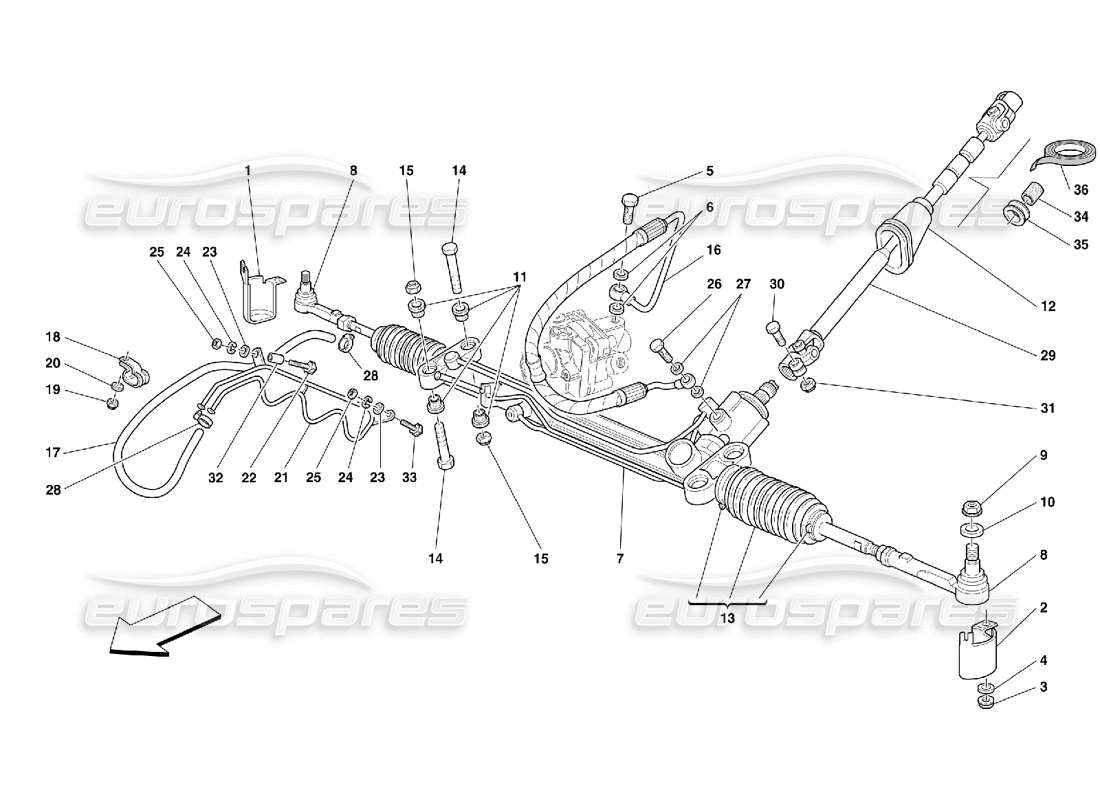 Ferrari 456 M GT/M GTA Boîte de direction hydraulique et serpentine – Pas pour GD Diagramme de pièce