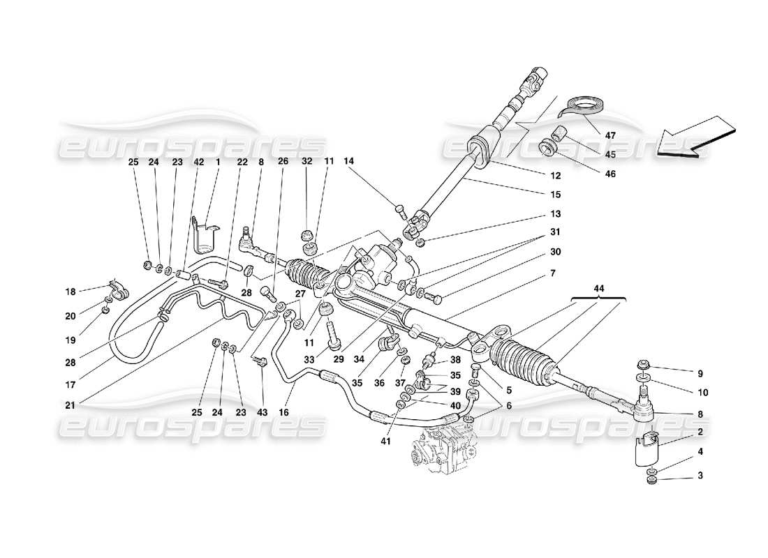 Ferrari 456 M GT/M GTA Boîte de direction hydraulique et Serpentine -Valable pour GD Diagramme de pièce