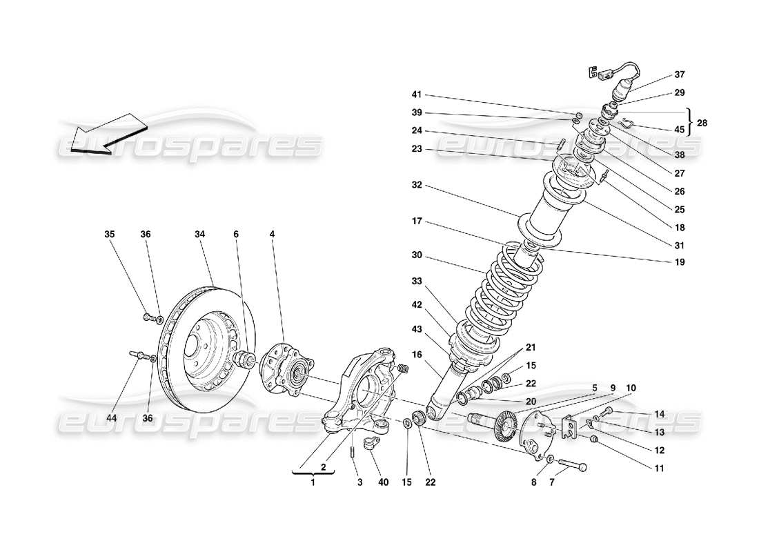 Ferrari 456 M GT/M GTA Suspension avant - Amortisseur et disque de frein Diagramme de pièce