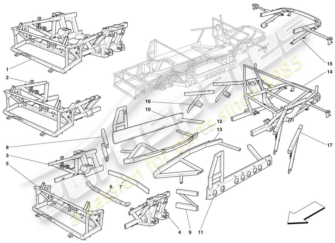 Ferrari 456 M GT/M GTA Cadre et structures Diagramme de pièce