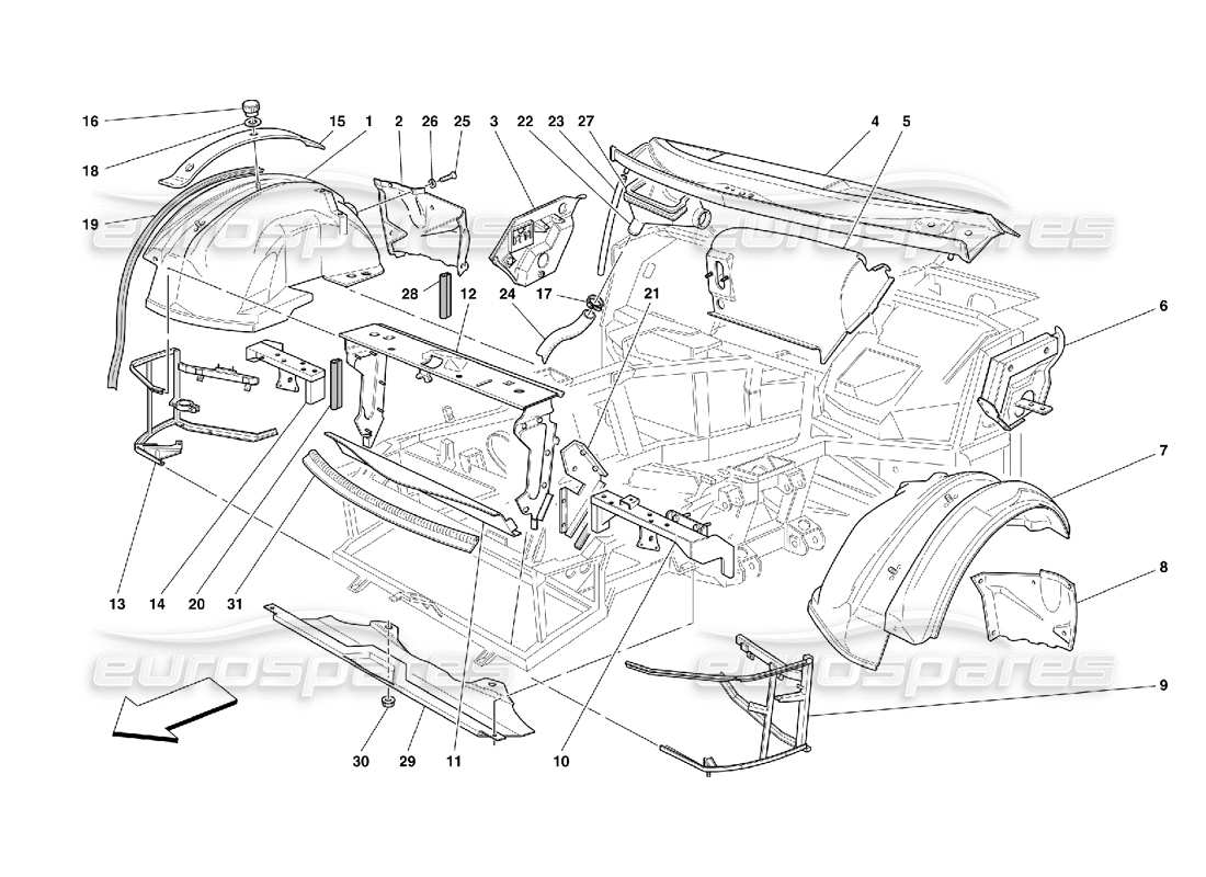 Ferrari 456 M GT/M GTA Structures et composants avant Diagramme de pièce