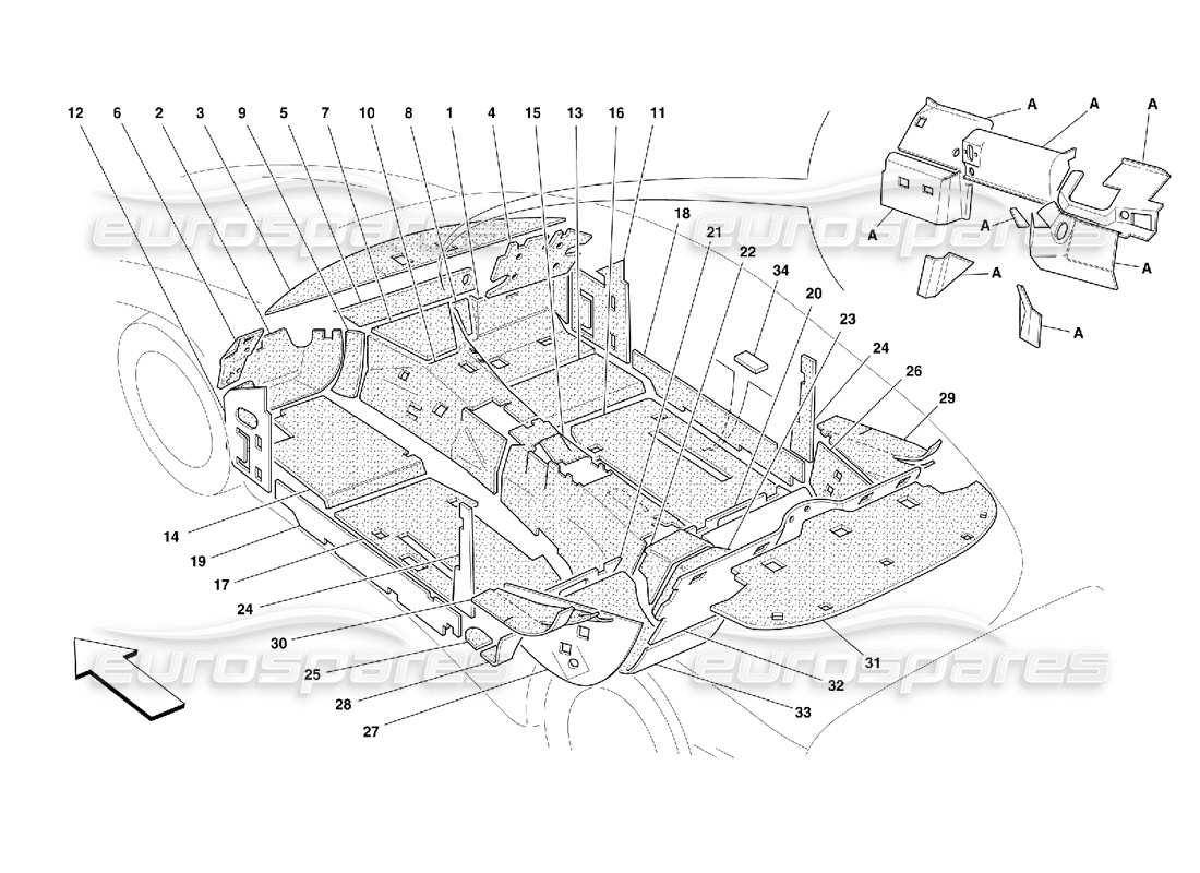 Ferrari 456 M GT/M GTA Compartiment passagers. et compartiment moteur. Isolations Schéma des pièces