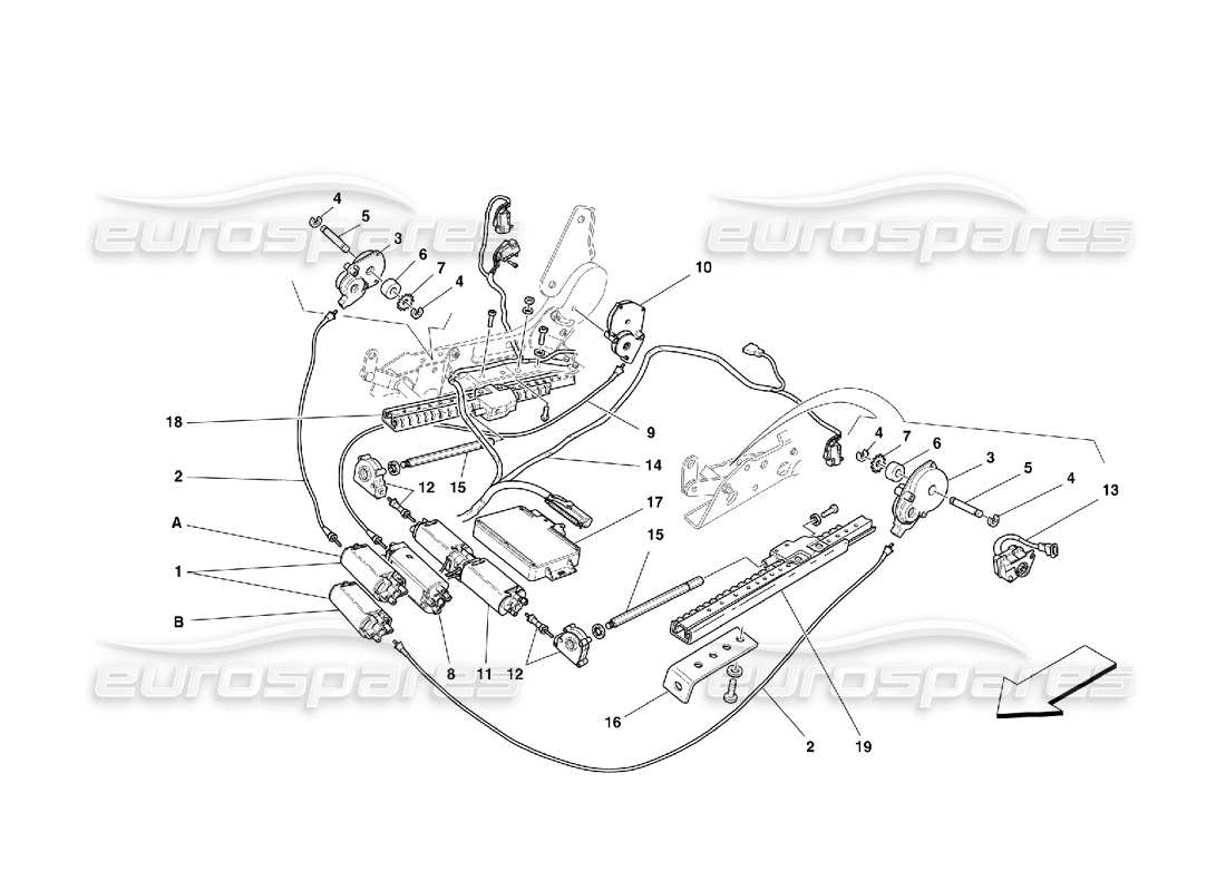 Ferrari 456 M GT/M GTA Système de mouvement du siège avant Diagramme de pièce