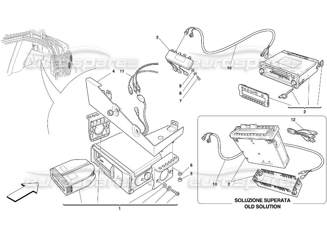 Ferrari 456 M GT/M GTA Équipement stéréo Diagramme de pièce