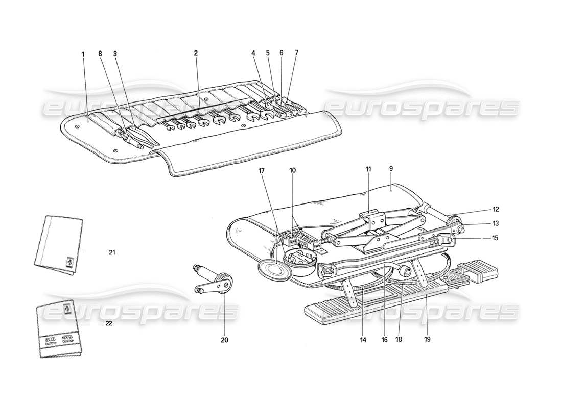 Ferrari 208 Turbo (1989) Tool Kit - Documents & Accessories Schéma des pièces
