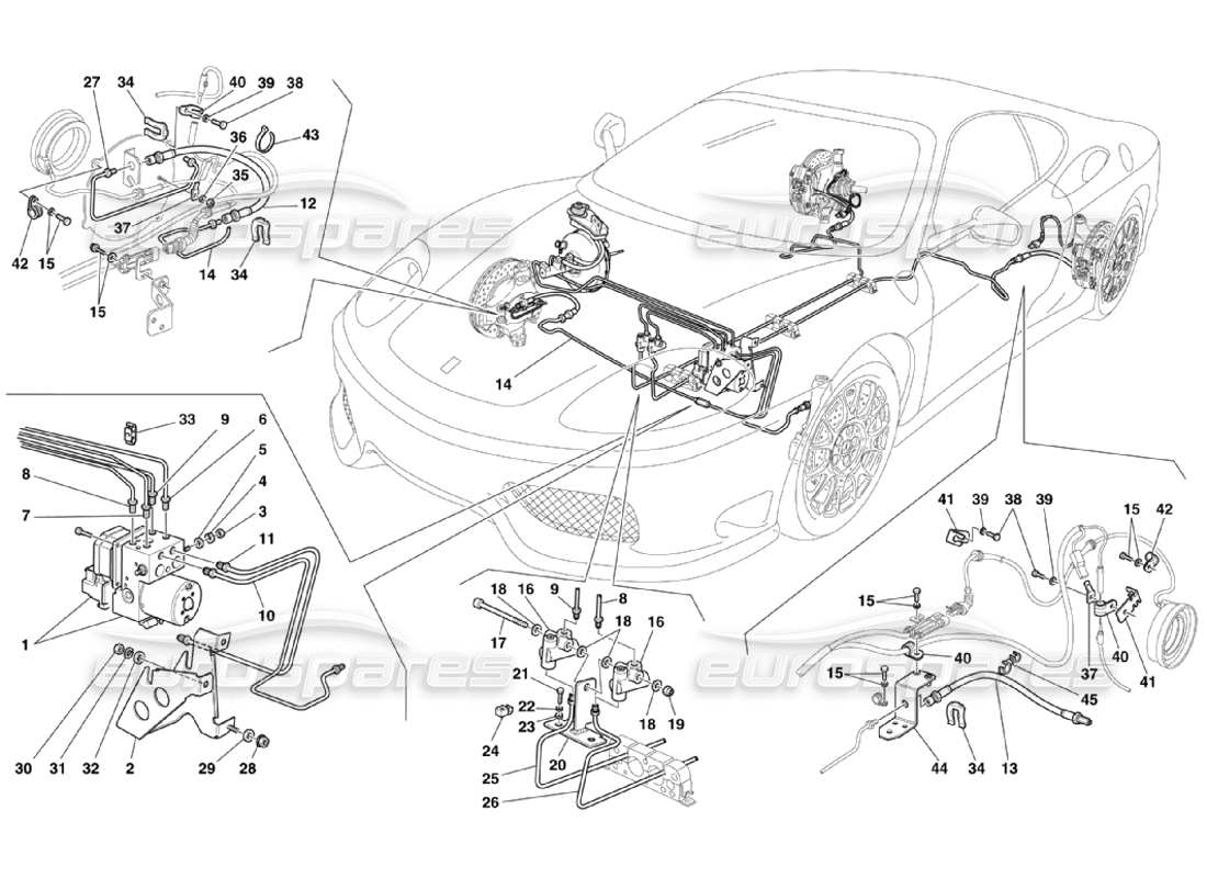 Ferrari 360 Challenge Stradale Système de freinage Schéma des pièces