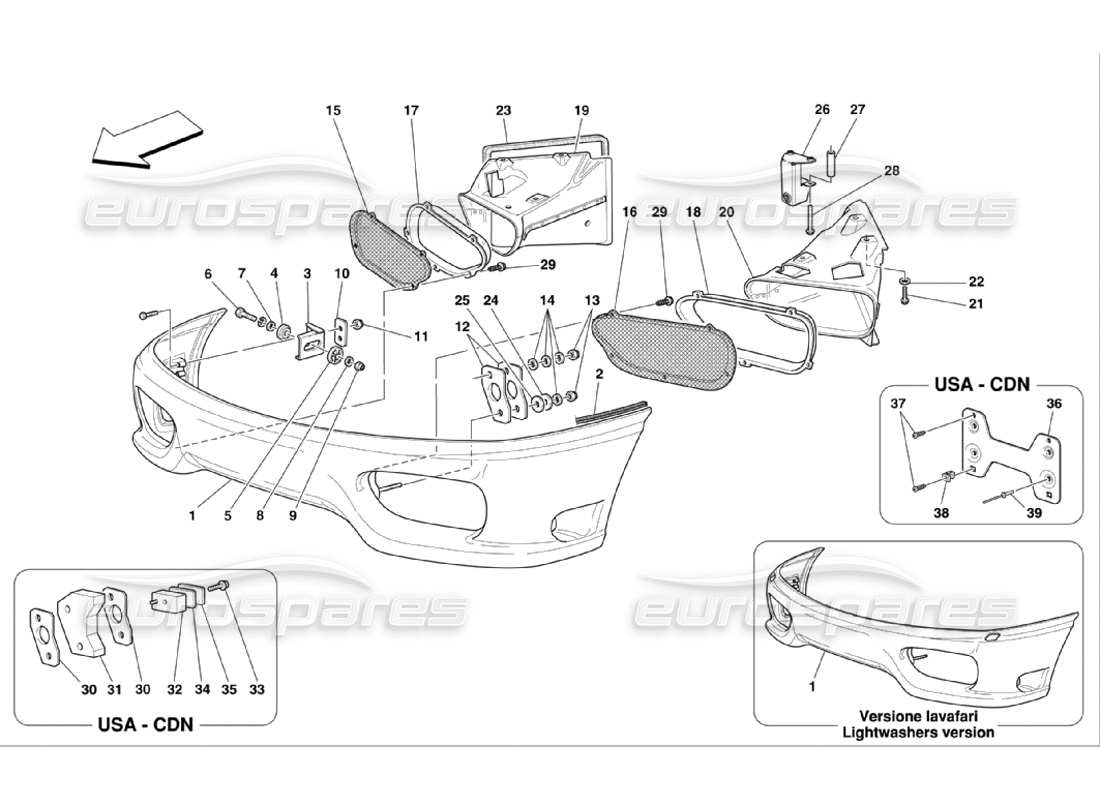 Ferrari 360 Challenge Stradale Le pare-choc avant Schéma des pièces