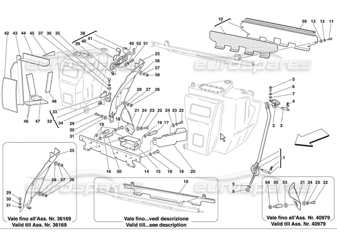 Ferrari 360 Modena Réparation et protection des réservoirs de carburant Diagramme de pièce