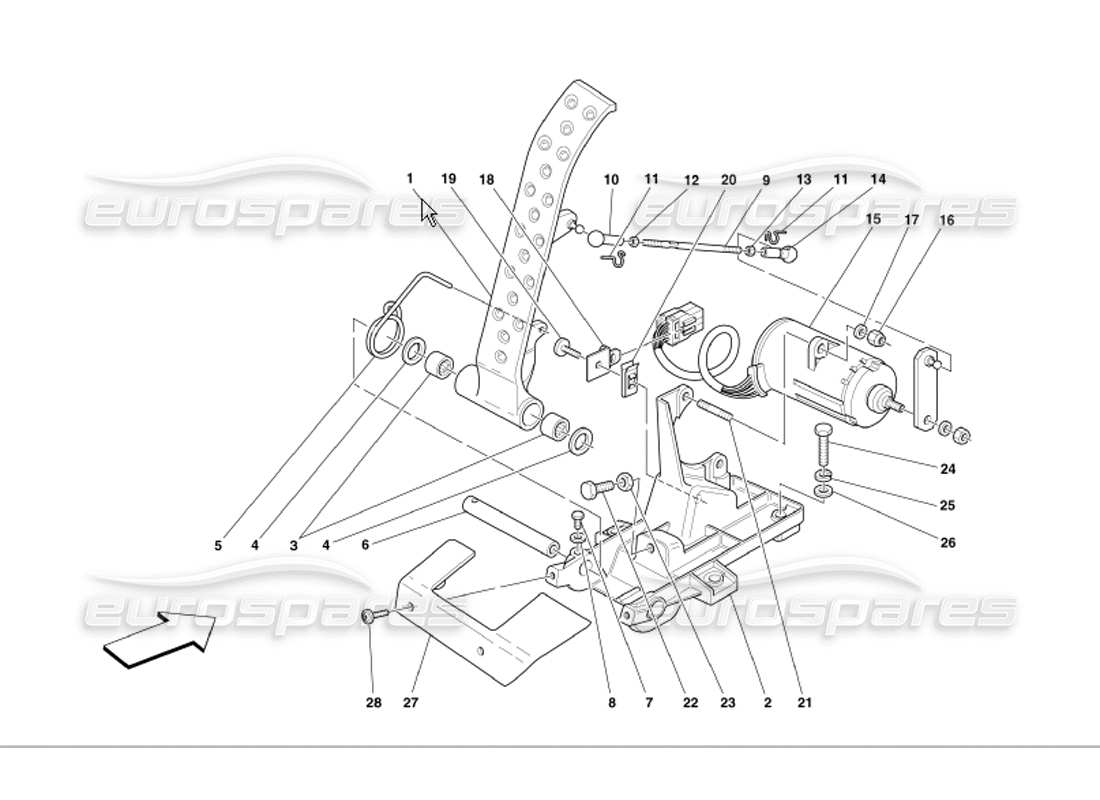 Ferrari 360 Modena Pédale d'accélérateur électronique Diagramme de pièce