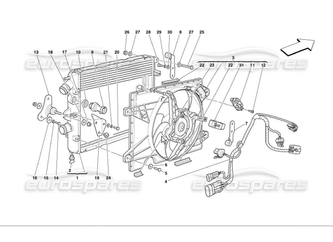 Ferrari 360 Modena Radiateurs du système de refroidissement Diagramme de pièce