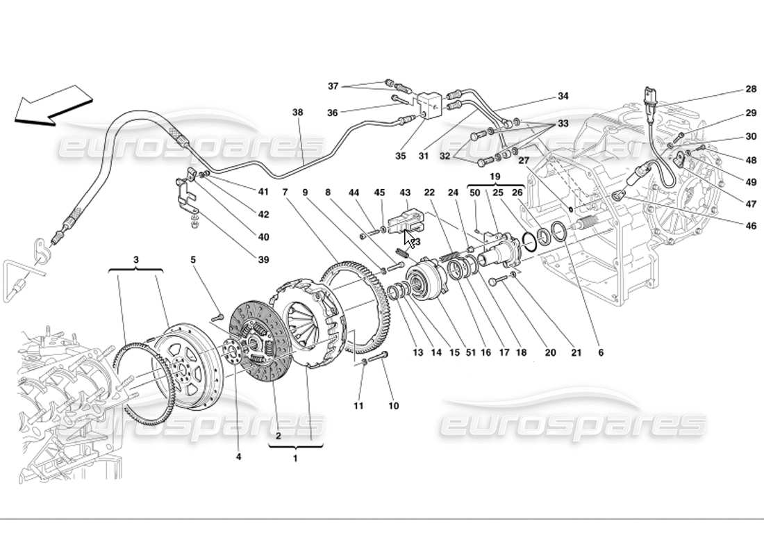 Ferrari 360 Modena Embrayage et commandes Diagramme de pièce