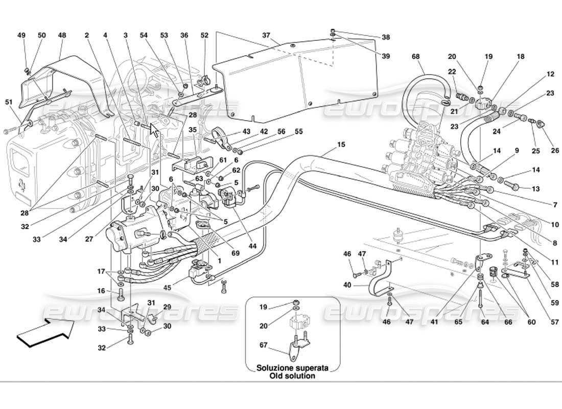 Ferrari 360 Modena F1 Commande hydraulique d'embrayage Diagramme de pièce