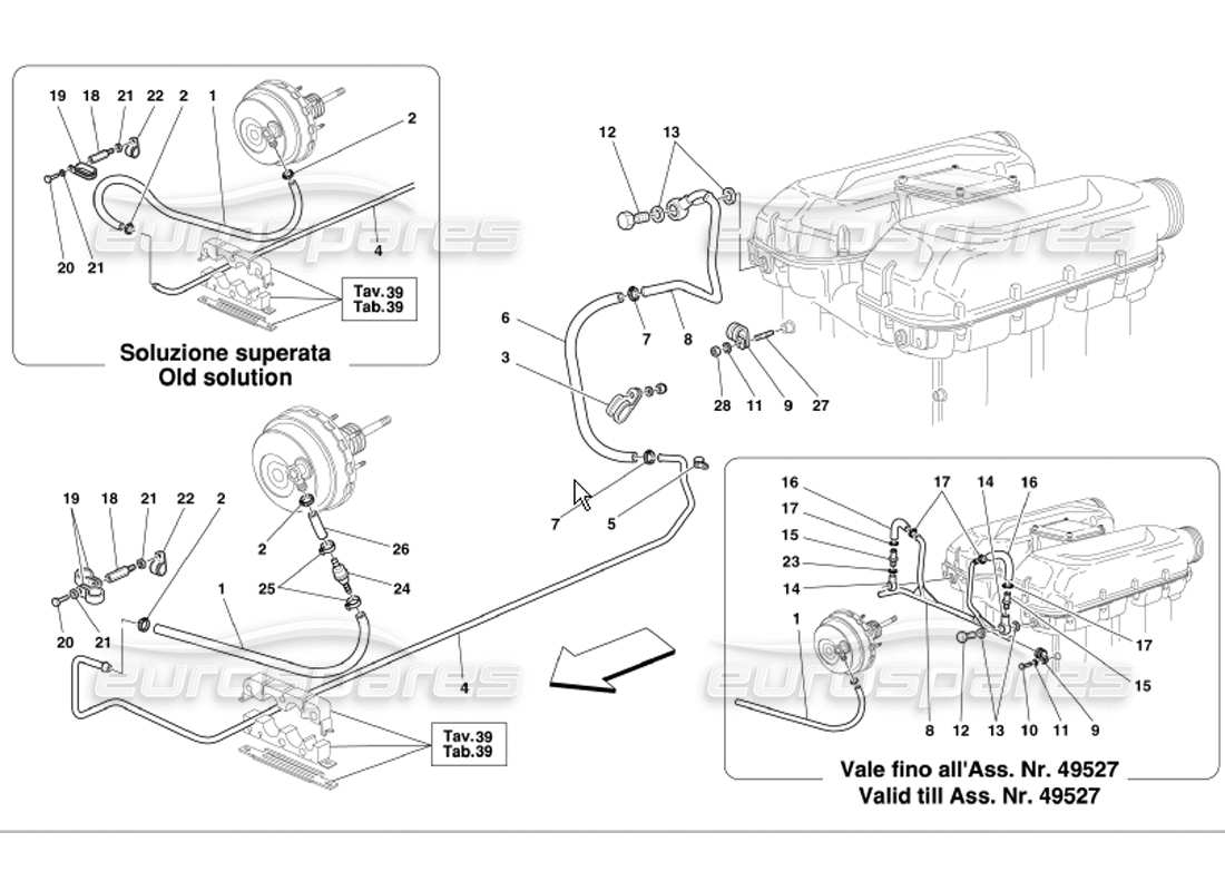 Ferrari 360 Modena Système de servofrein Diagramme de pièce