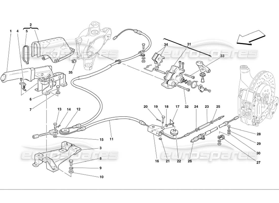 Ferrari 360 Modena Commande de frein à main Diagramme de pièce