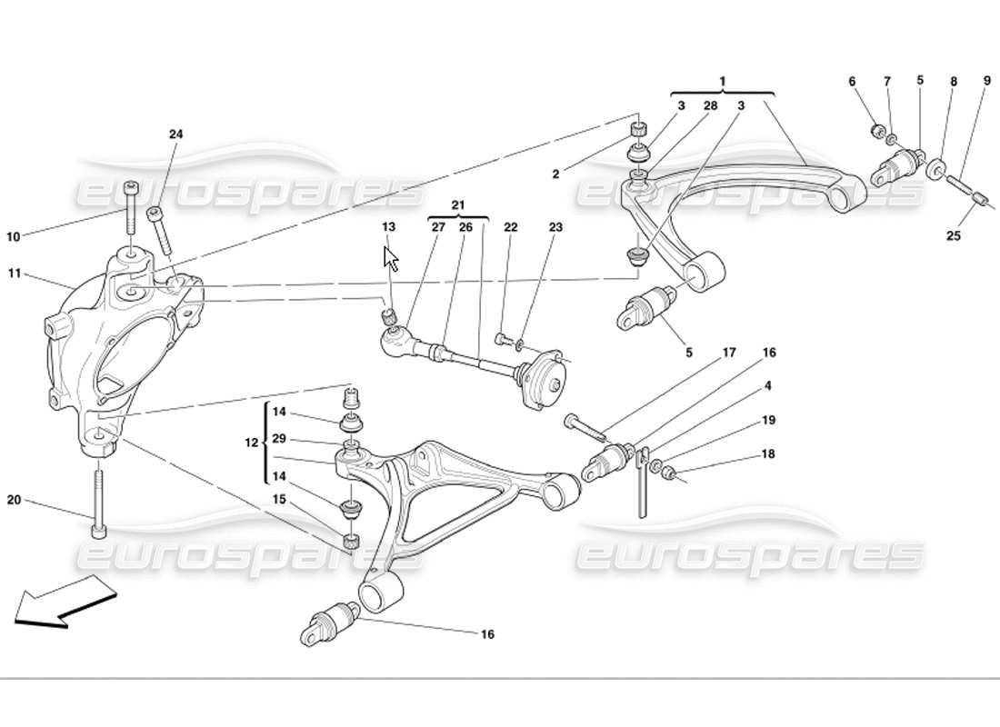 Ferrari 360 Modena Triangles de suspension arrière Diagramme de pièce