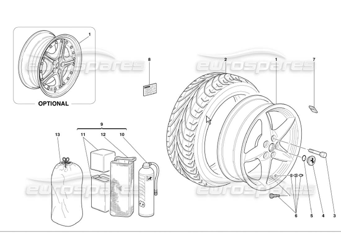 Ferrari 360 Modena roues Diagramme de pièce