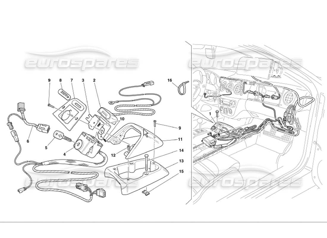 Ferrari 360 Modena Kit d'exclusion de l'airbag passager Diagramme de pièce