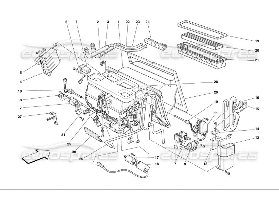 Ferrari 360 Modena Unité d'évaporateur Diagramme de pièce