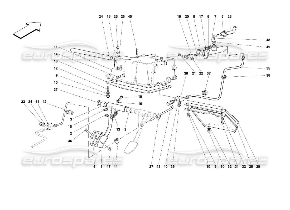 Ferrari 355 (2.7 Motronic) commande de débrayage Schéma des pièces