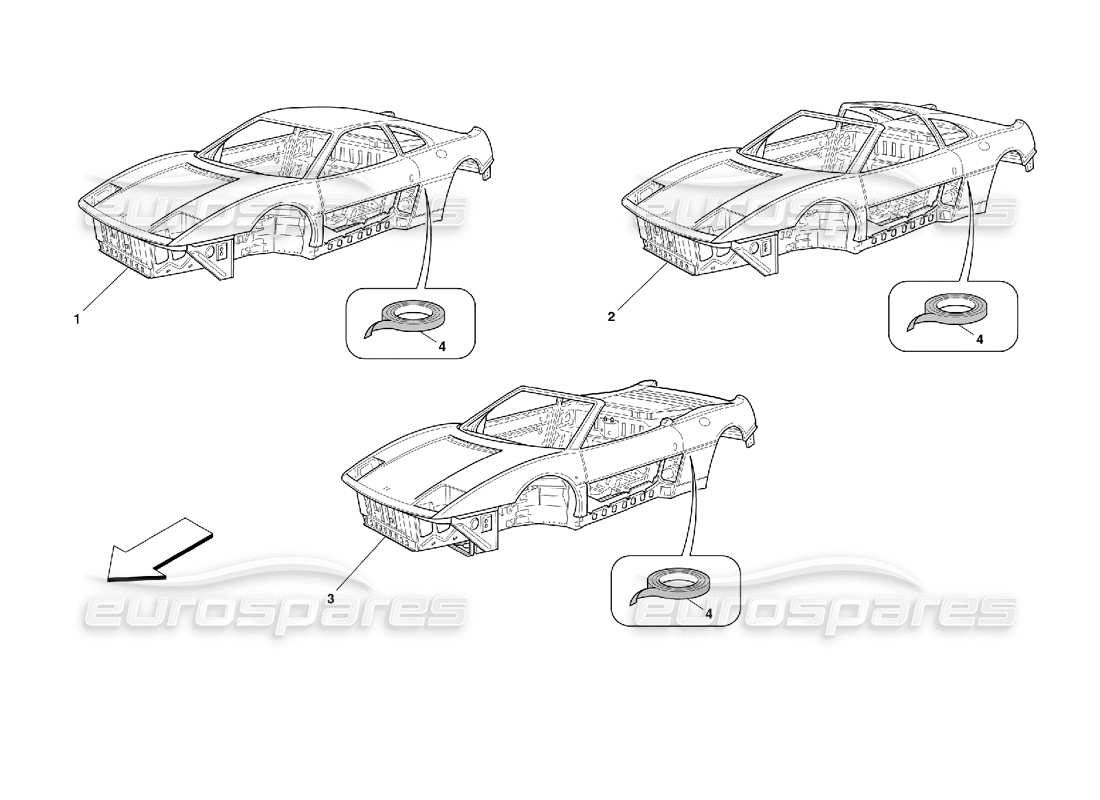 Ferrari 355 (2.7 Motronic) Corps - Unités générales Schéma des pièces