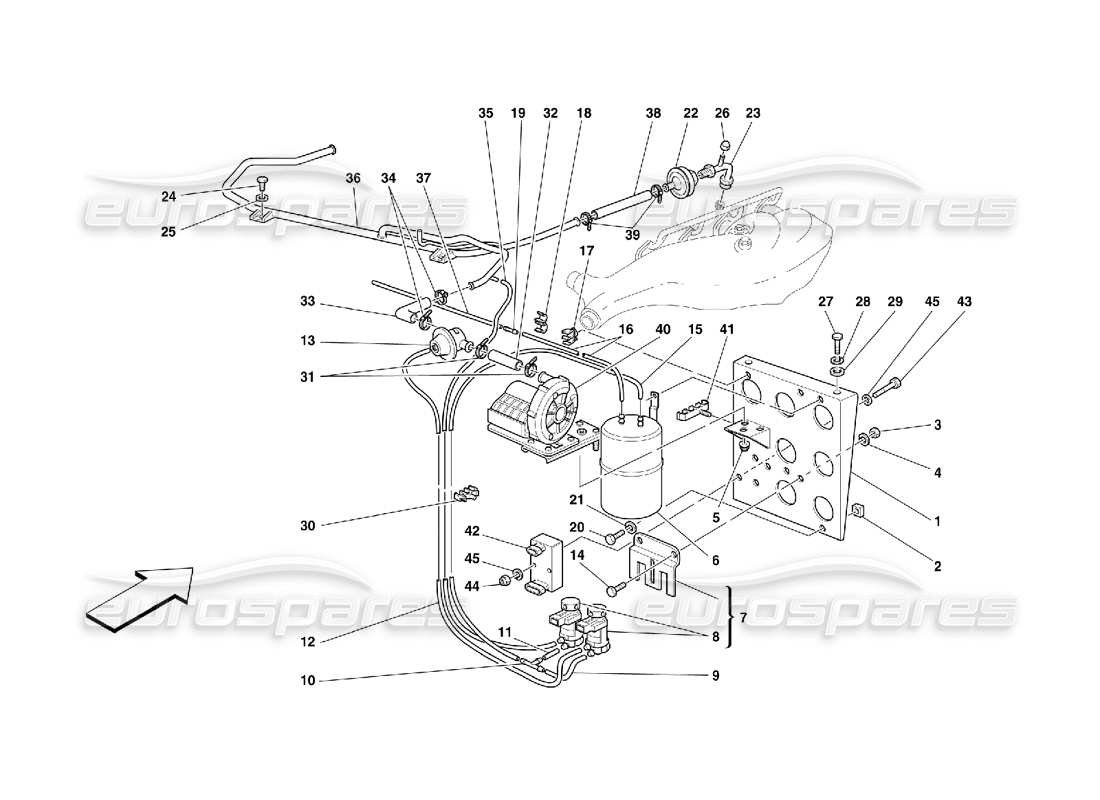 Ferrari 355 (5.2 Motronic) Dispositif d'injection d'air Schéma des pièces