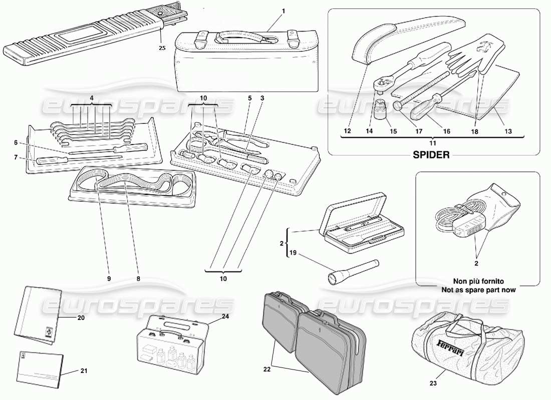 Ferrari 355 (5.2 Motronic) Tools Equipment - Documents & Accessories Schéma des pièces