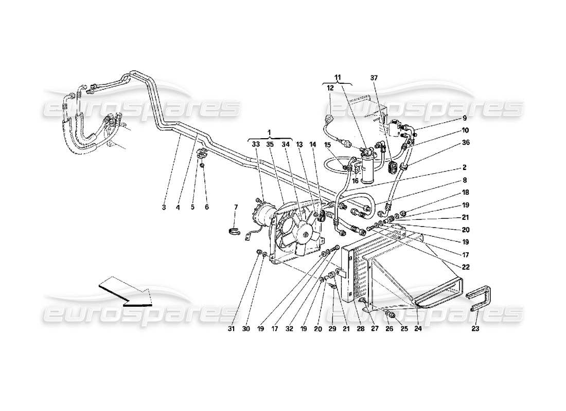 Ferrari 348 (2.7 Motronic) Système de conditionnement d'air Schéma des pièces