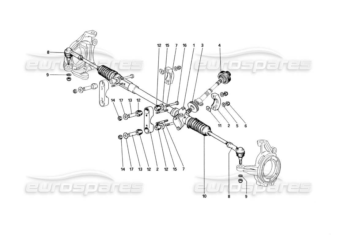 Ferrari 328 (1985) Boîte de direction et tringlerie Schéma des pièces