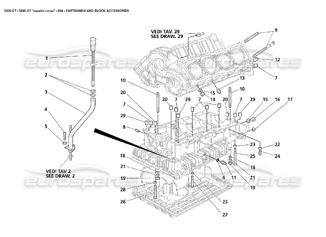 Maserati 3200 GT/GTA/Assetto Corsa Fastening & Block Acc Schéma des pièces