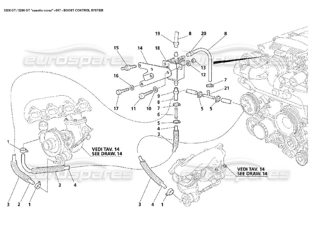 Maserati 3200 GT/GTA/Assetto Corsa Système de contrôle de suralimentation Schéma des pièces