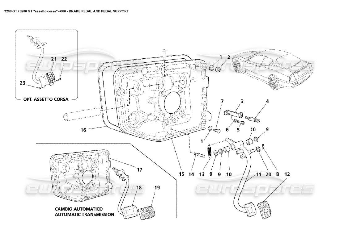 Maserati 3200 GT/GTA/Assetto Corsa Brake Pedal & Support Schéma des pièces