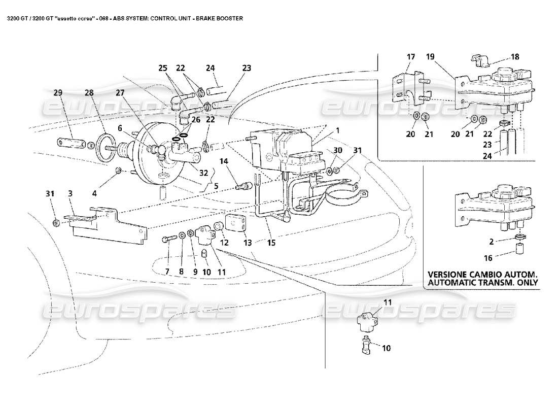 Maserati 3200 GT/GTA/Assetto Corsa ABS: ECU & Servo Schéma des pièces