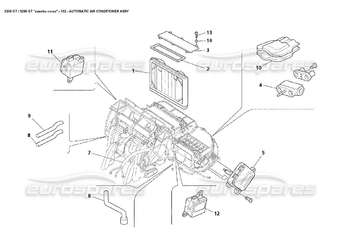 Maserati 3200 GT/GTA/Assetto Corsa Ensemble de climatiseur : 1 Schéma des pièces