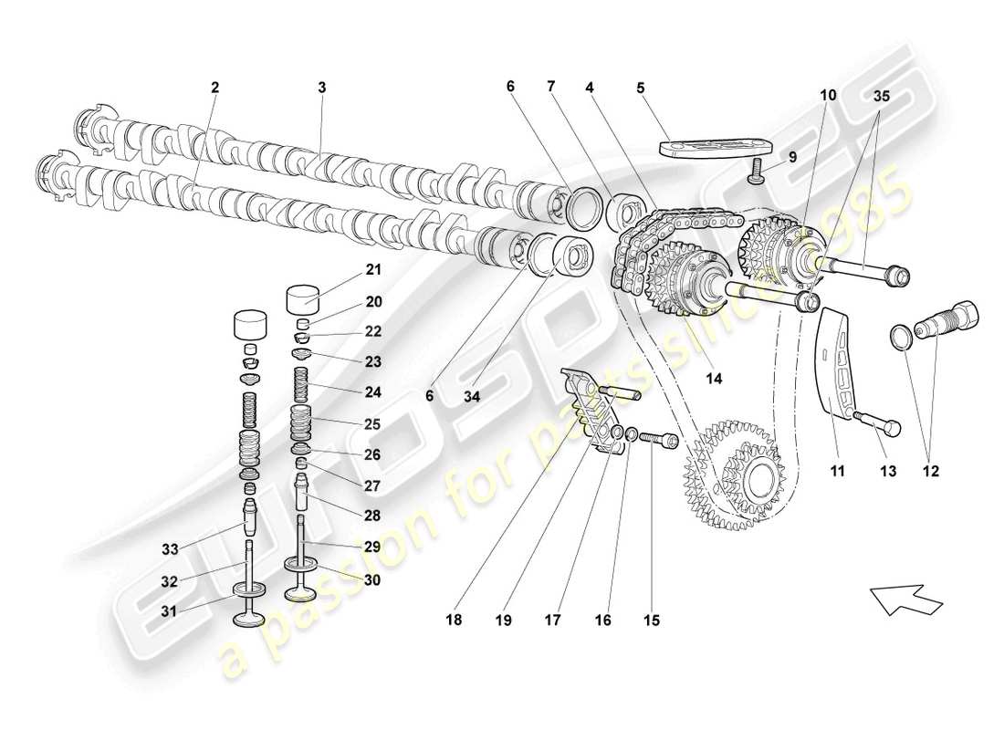 Lamborghini Reventon ARBRE A CAMES, SOUPAPES DROIT Diagramme de pièce