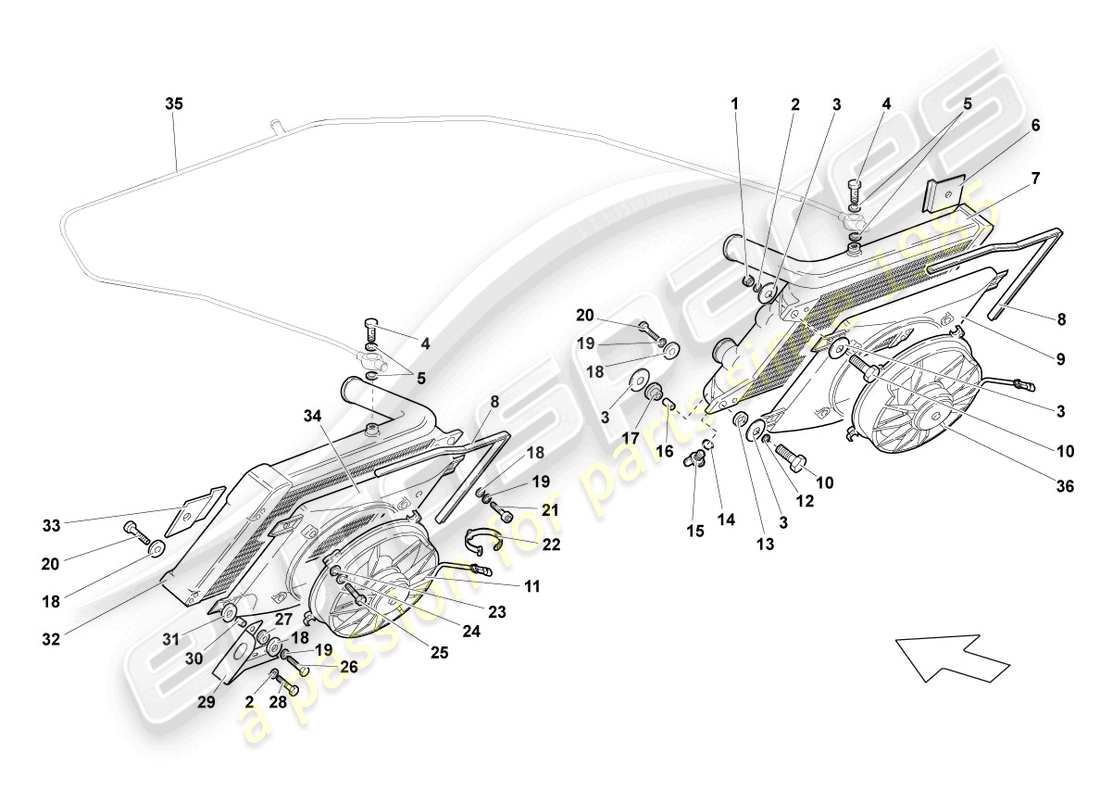 Lamborghini Reventon REFROIDISSEUR POUR LIQUIDE DE REFROIDISSEMENT Diagramme de pièce