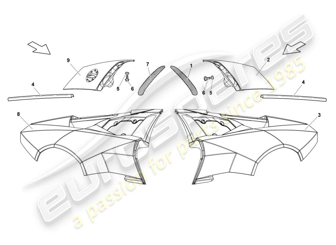 Lamborghini Reventon PARTIE LATÉRALE ARRIÈRE Diagramme de pièce