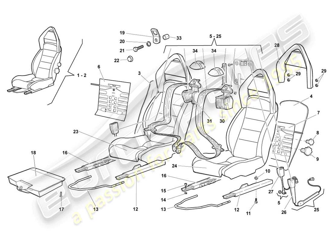 Lamborghini Reventon SIÈGE COMPLET Diagramme de pièce