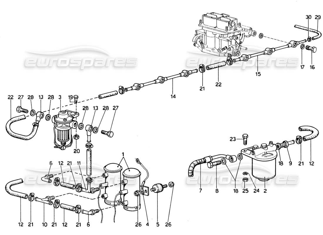 Ferrari 365 GTB4 Daytona (1969) Fuel Pumps & Fuel Pipes Schéma des pièces