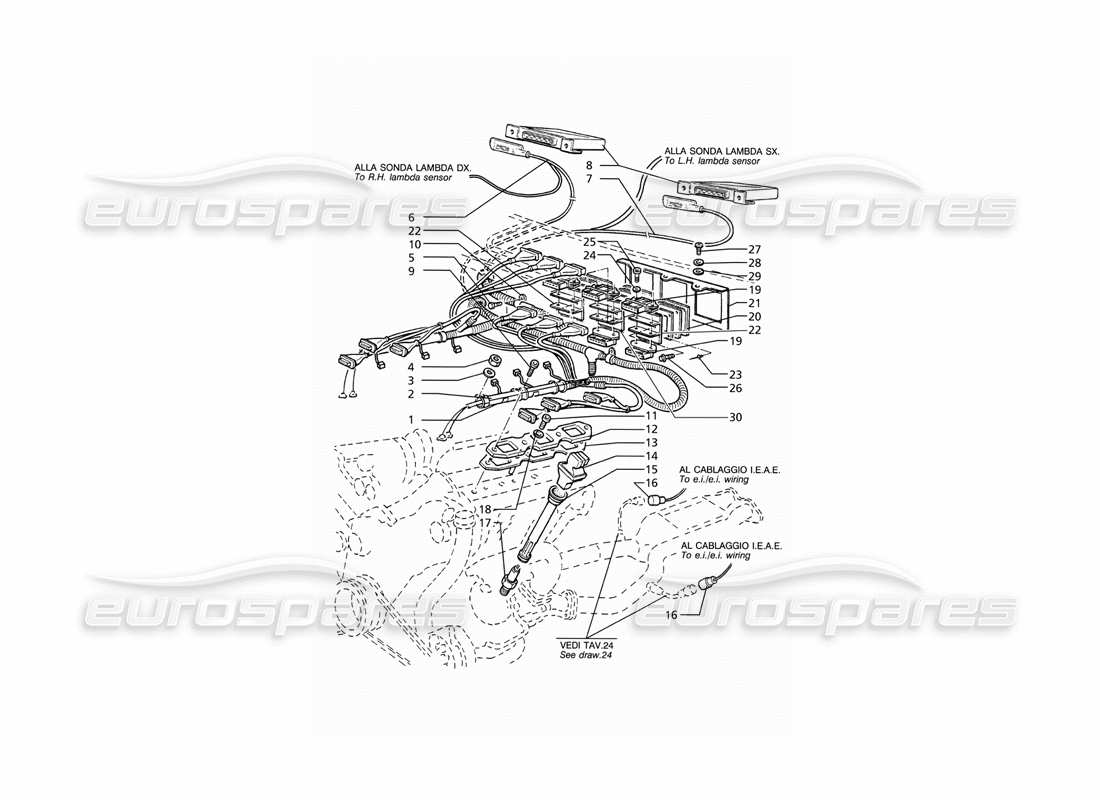 Maserati Ghibli 2.8 (ABS) Synchronisation du système d'allumage Schéma des pièces