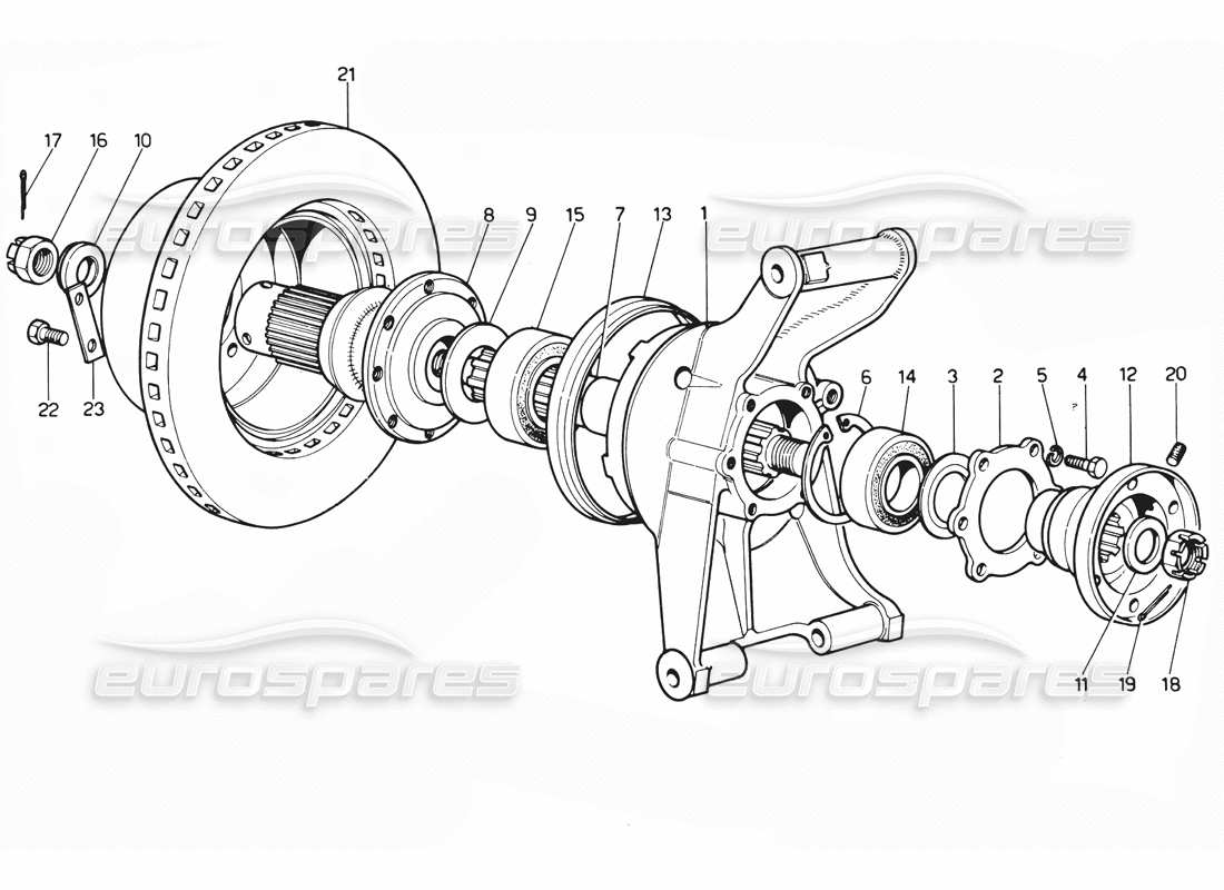 Ferrari 365 GTC4 (mécanique) Rear suspension & brake disc Schéma des pièces