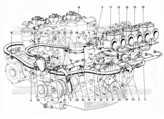 a part diagram from the Ferrari 365 GTC4 (Mechanical) parts catalogue