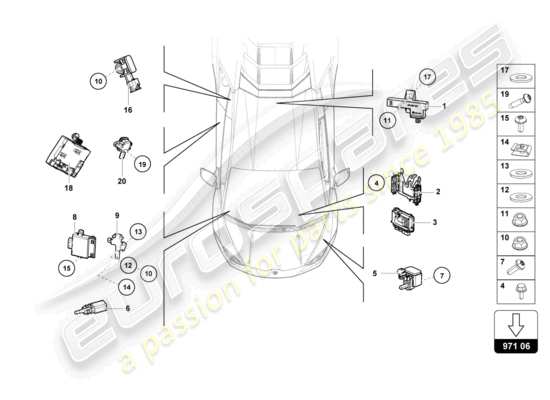a part diagram from the Lamborghini Evo Coupe (2022) parts catalogue