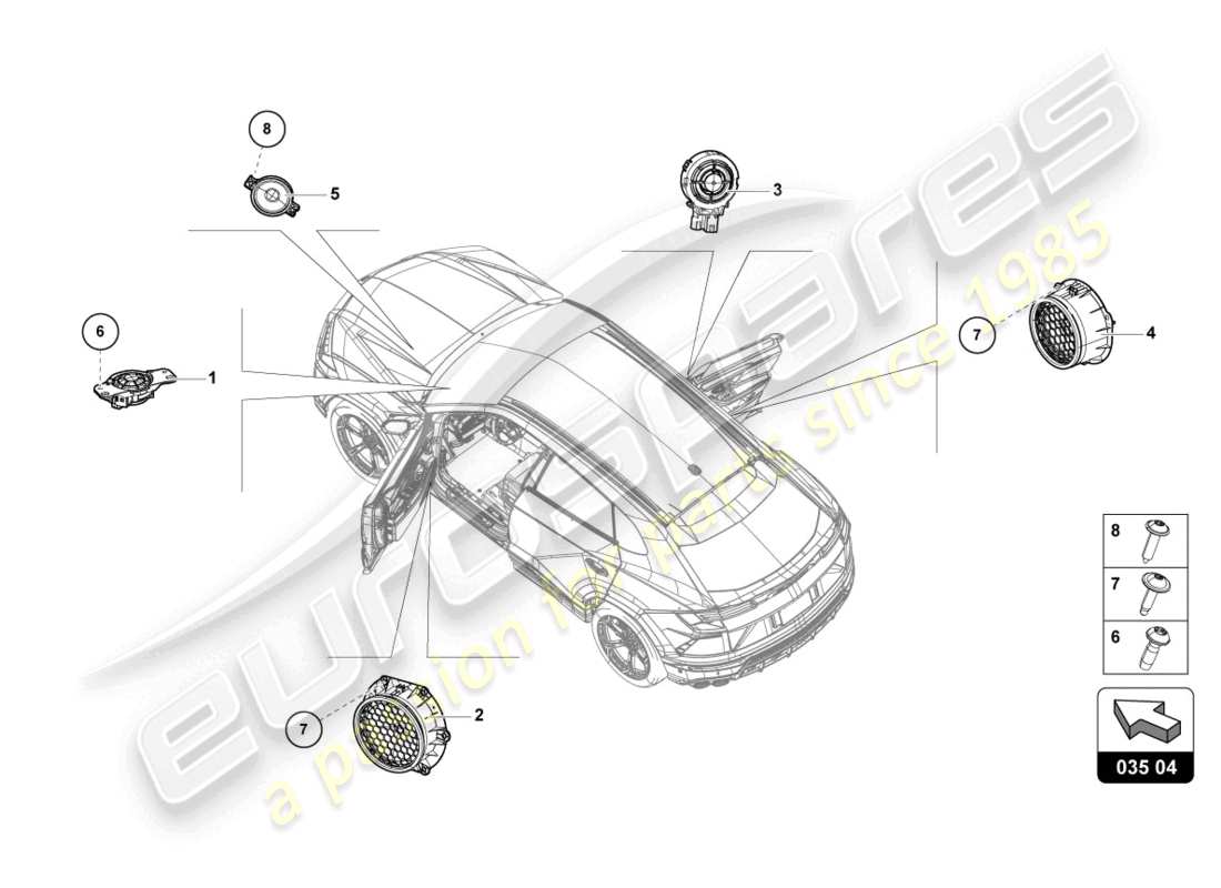 Lamborghini Urus (2021) PIÈCES ÉLECTRIQUES POUR SYSTÈME AUDIO Diagramme de pièce