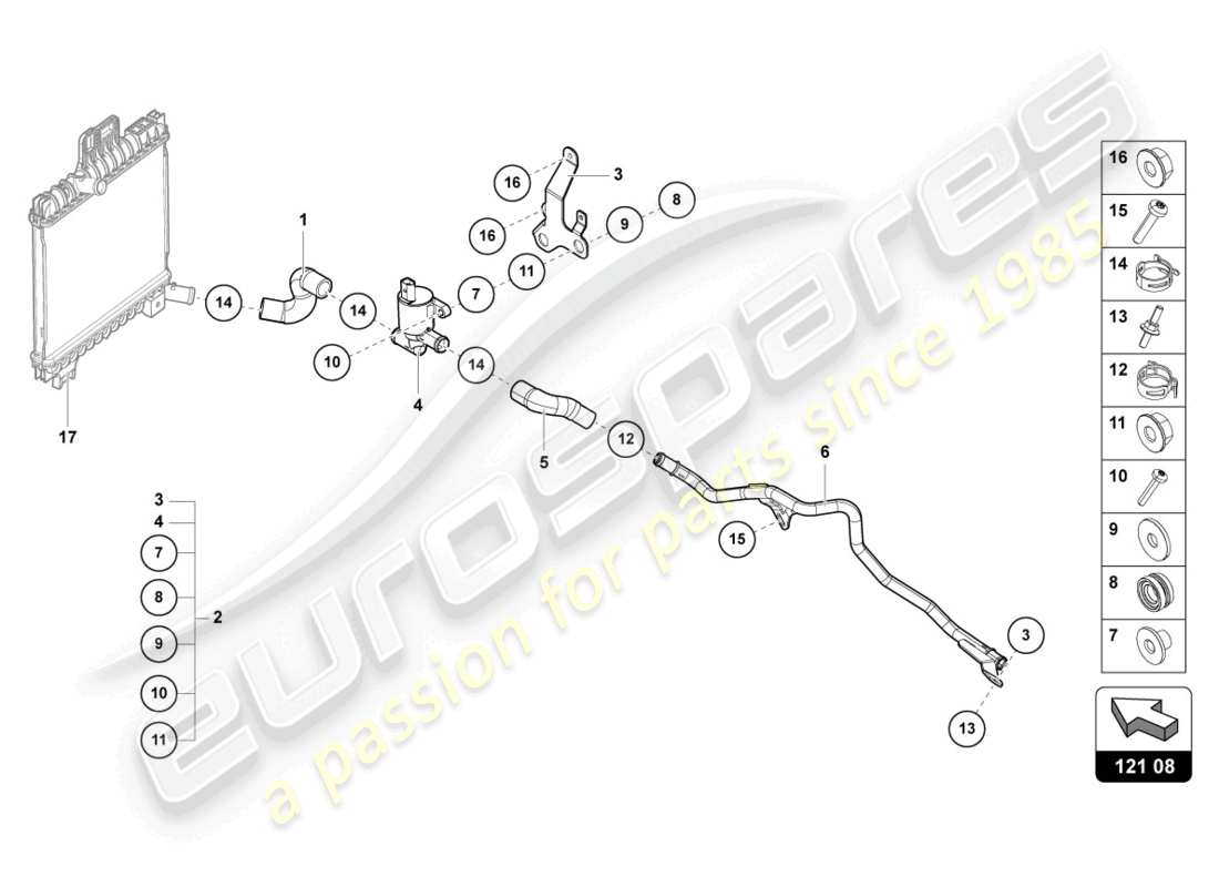 Lamborghini Urus (2021) TUYAU DE REFROIDISSEMENT Diagramme de pièce