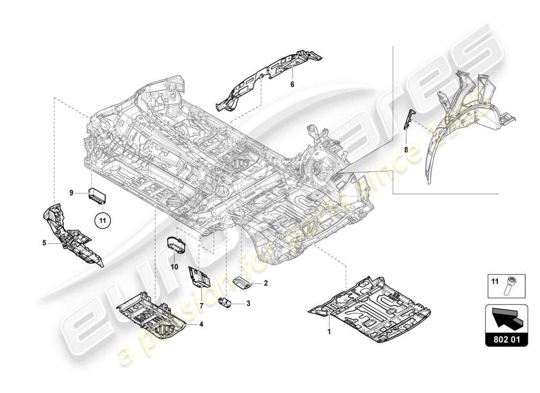 Lamborghini Urus (2021) PLAQUE INFÉRIEURE Diagramme de pièce